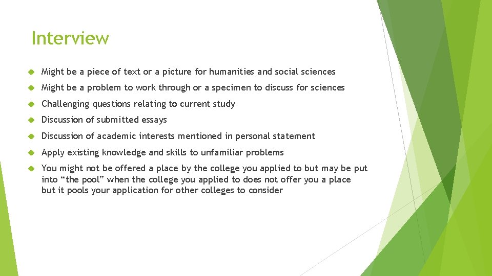 Interview Might be a piece of text or a picture for humanities and social