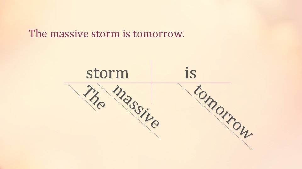 The massive storm is tomorrow. storm Th ma e ss iv e is to
