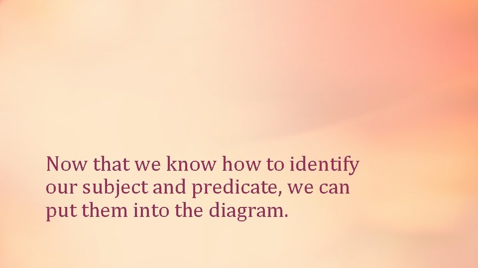 Now that we know how to identify our subject and predicate, we can put