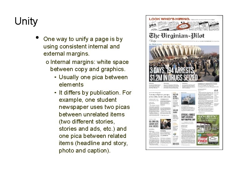 Unity • One way to unify a page is by using consistent internal and