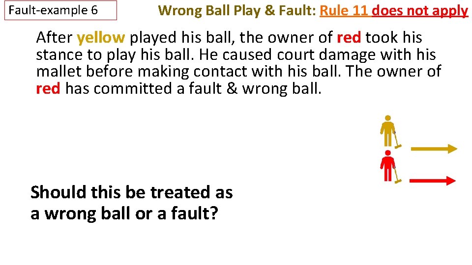 Fault-example 6 Wrong Ball Play & Fault: Rule 11 does not apply After yellow