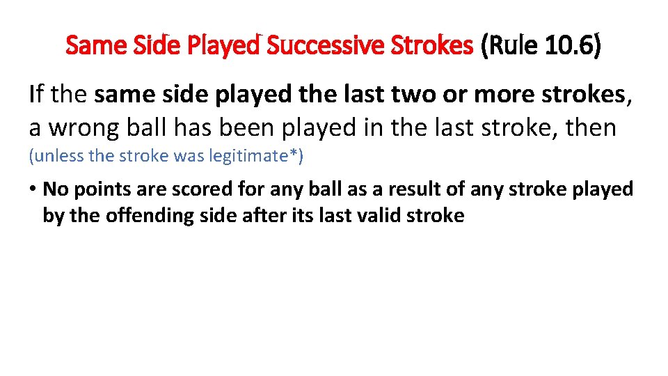 Same Side Played Successive Strokes (Rule 10. 6) If the same side played the