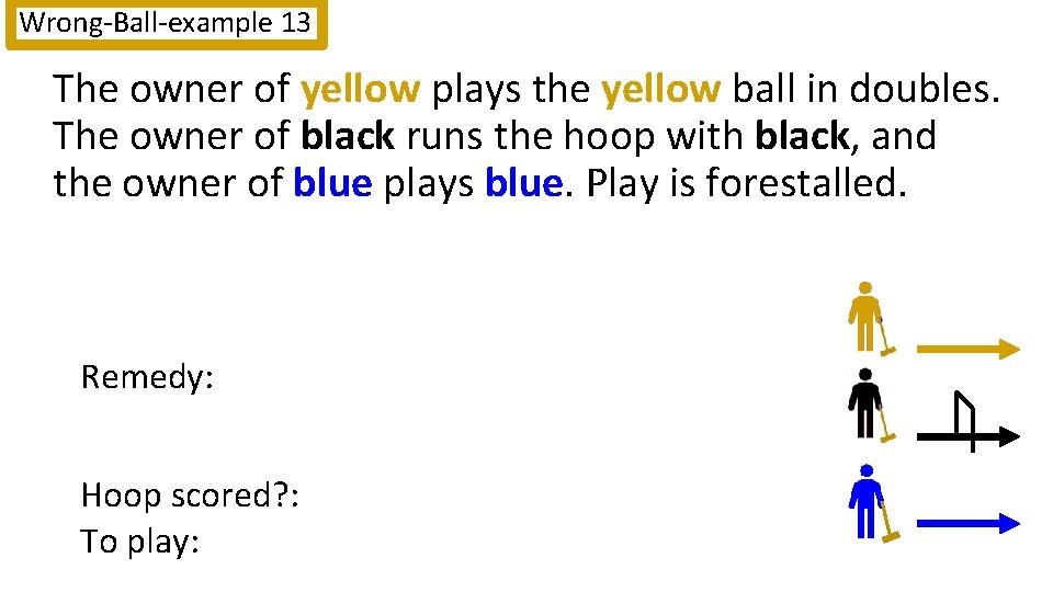 Wrong-Ball-example 13 Rule 10. 6 The owner of yellow plays the yellow ball in