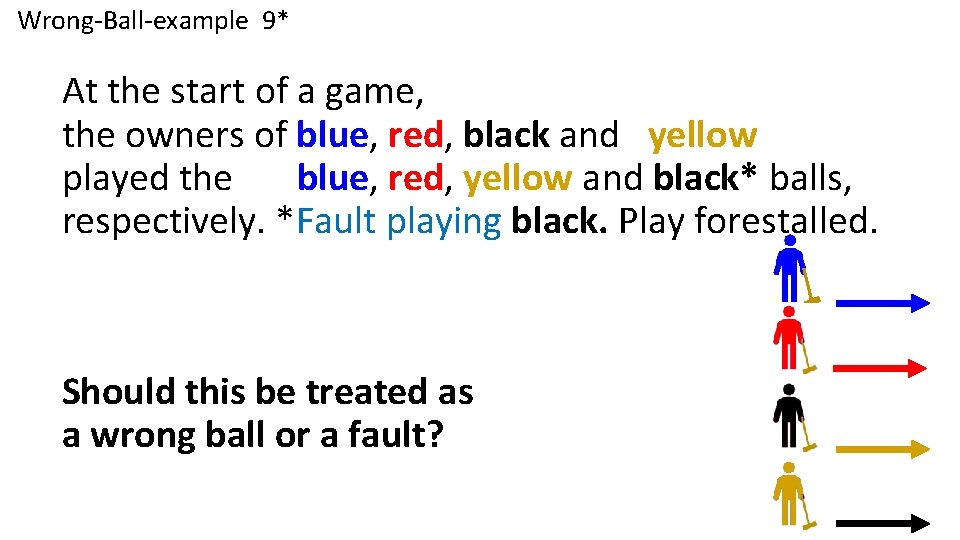 Wrong-Ball-example 9* Wrong Ball Play & Fault: Rule 11 does not apply At the