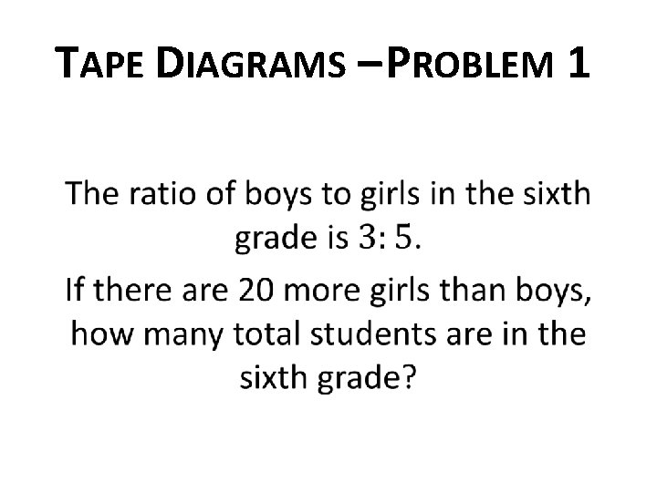 INTRO TO TAPE DIAGRAMS Comparing Bits Pieces Solving