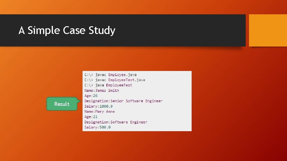 A Simple Case Study Result 