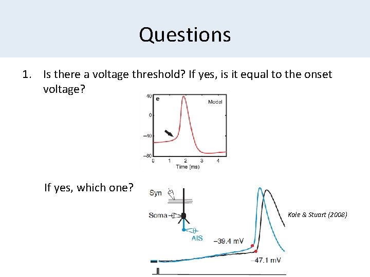 Questions 1. Is there a voltage threshold? If yes, is it equal to the