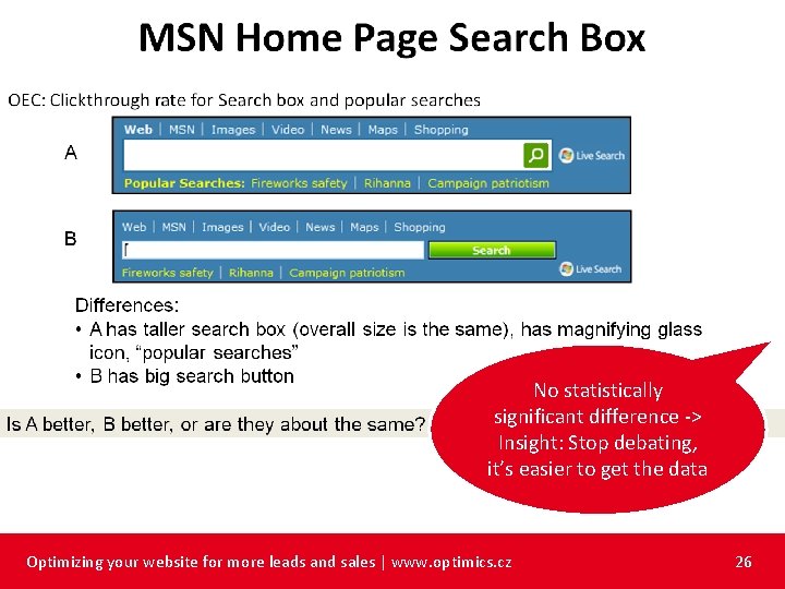 No statistically significant difference -> Insight: Stop debating, it’s easier to get the data