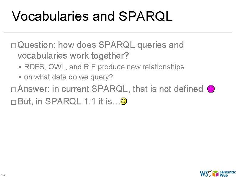 Vocabularies and SPARQL � Question: how does SPARQL queries and vocabularies work together? §