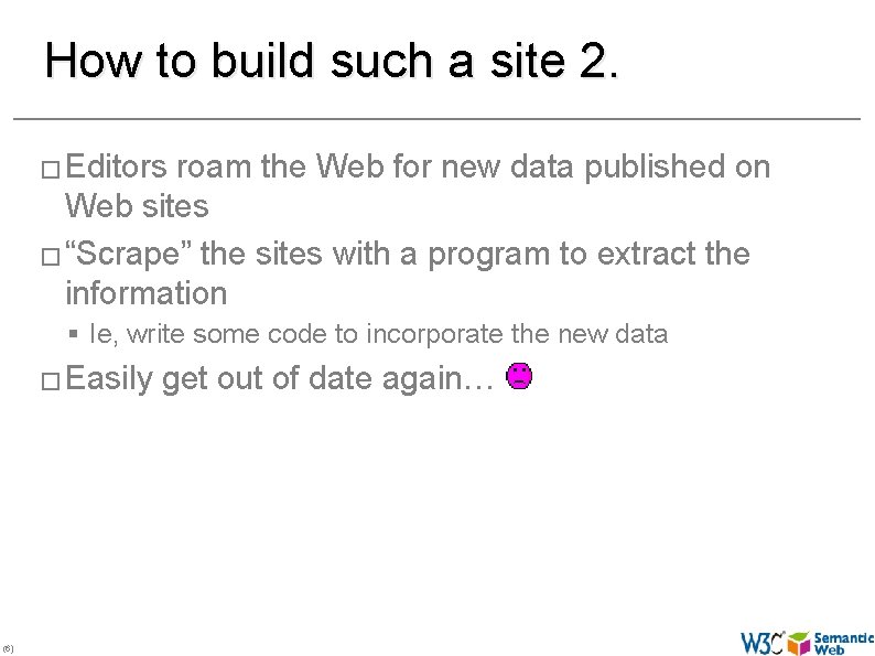 How to build such a site 2. � Editors roam the Web for new