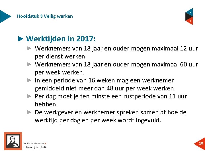 Hoofdstuk 3 Veilig werken ► Werktijden in 2017: ► Werknemers van 18 jaar en