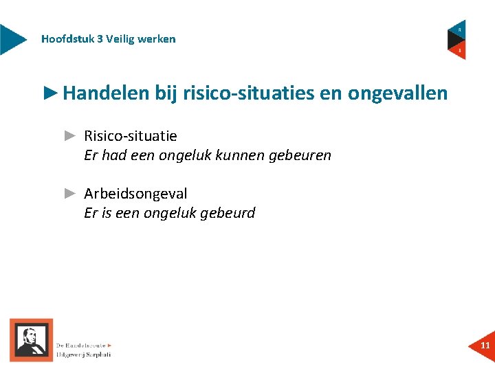 Hoofdstuk 3 Veilig werken ► Handelen bij risico-situaties en ongevallen ► Risico-situatie Er had