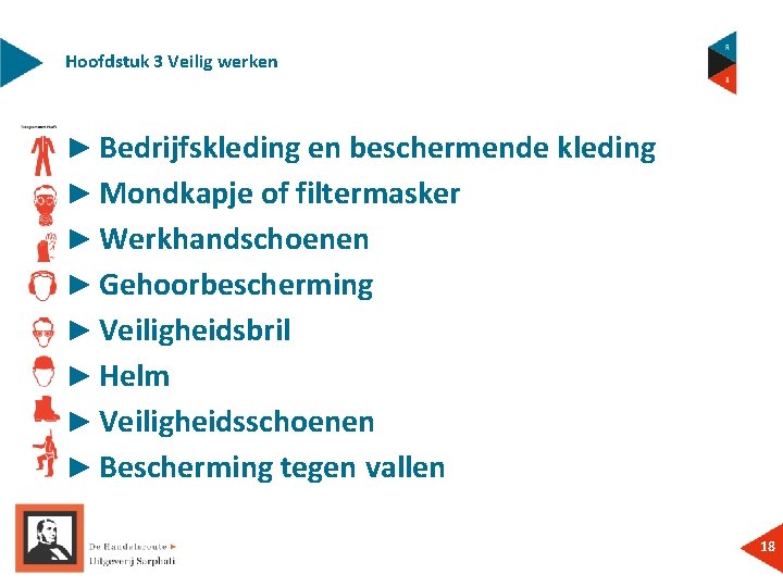 Hoofdstuk 3 Veilig werken ► Bedrijfskleding en beschermende kleding ► Mondkapje of filtermasker ►