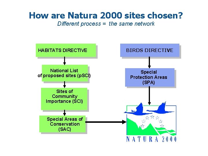 How are Natura 2000 sites chosen? Different process = the same network HABITATS DIRECTIVE