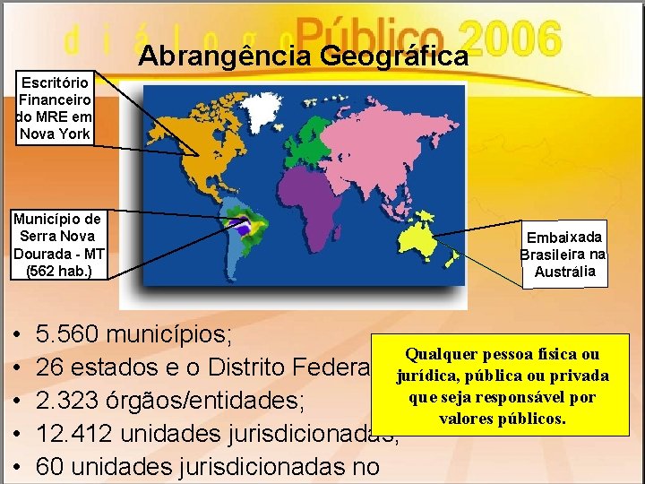 Abrangência Geográfica Escritório Financeiro do MRE em Nova York Município de Serra Nova Dourada