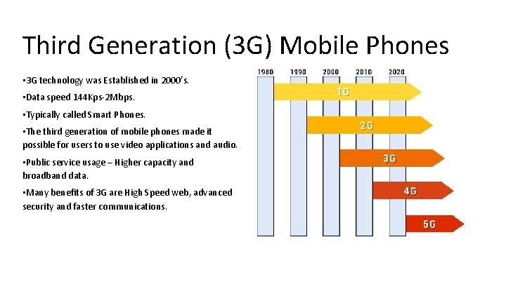 Third Generation (3 G) Mobile Phones • 3 G technology was Established in 2000’s.