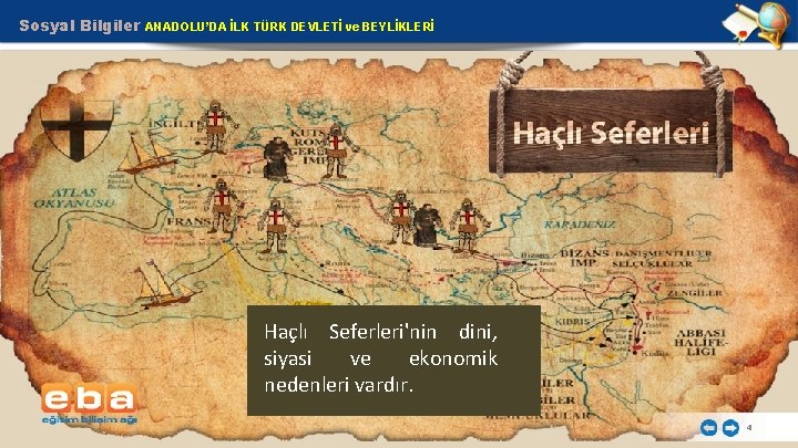 Sosyal Bilgiler ANADOLU’DA İLK TÜRK DEVLETİ ve BEYLİKLERİ Haçlı Seferleri'nin dini, siyasi ve ekonomik