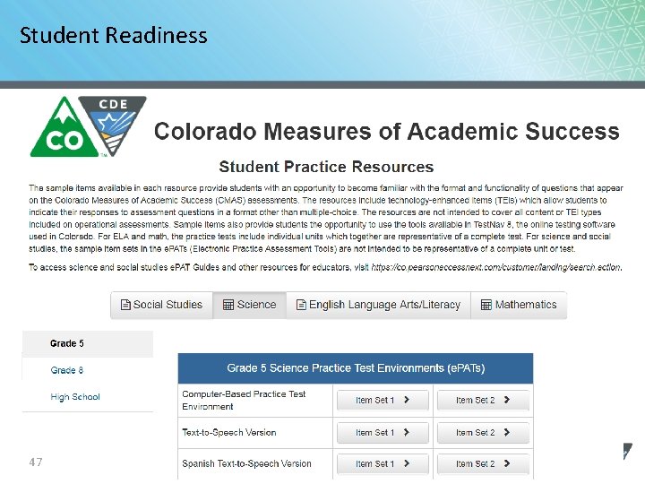 Student Readiness 47 