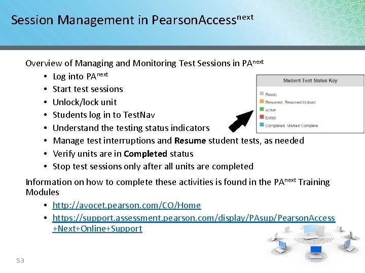 Session Management in Pearson. Accessnext Overview of Managing and Monitoring Test Sessions in PAnext