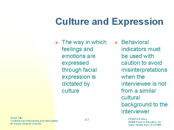 Culture and Expression n Smart Talk: Contemporary Interviewing and Interrogation By Denise Kindschi Gosselin