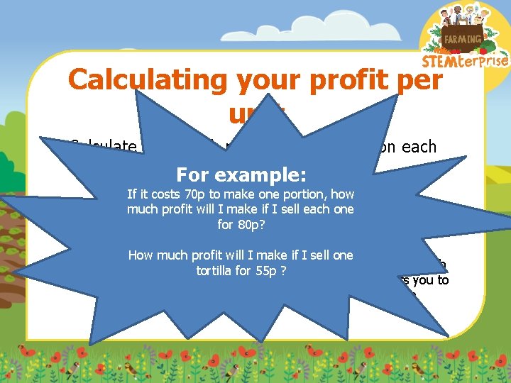 Calculating your profit per unit Calculate how much profit you will make on each