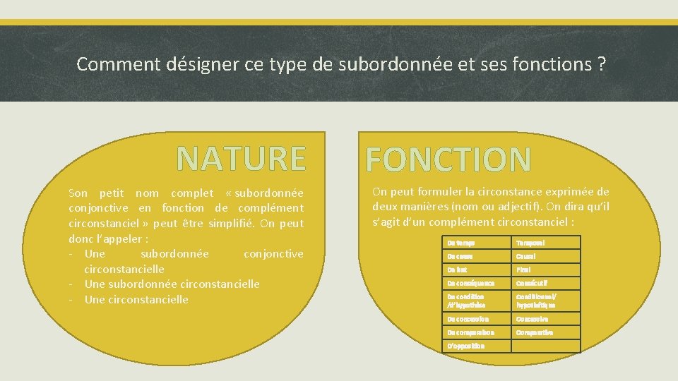 Comment désigner ce type de subordonnée et ses fonctions ? NATURE Son petit nom