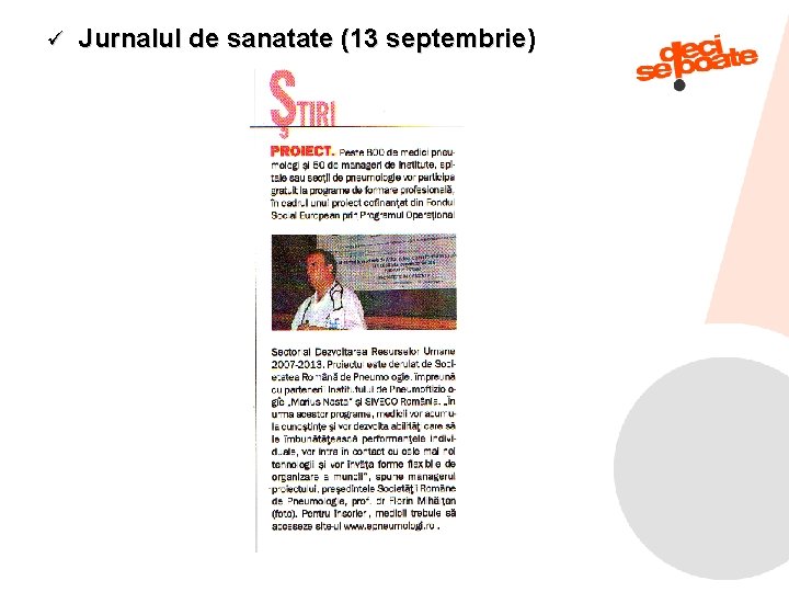 ü Jurnalul de sanatate (13 septembrie) 9/11/2021 11 