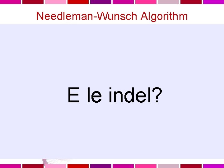 Needleman-Wunsch Algorithm E le indel? 