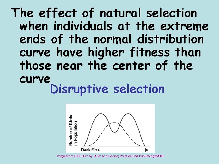 The effect of natural selection when individuals at the extreme ends of the normal