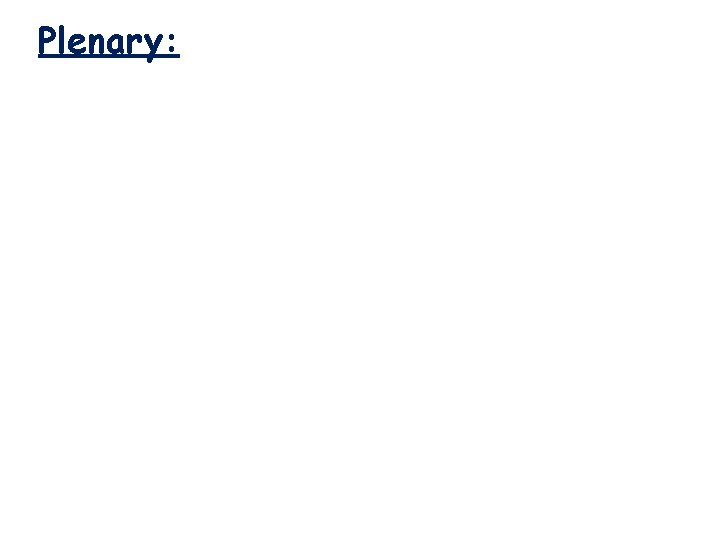 Plenary: Plenary: