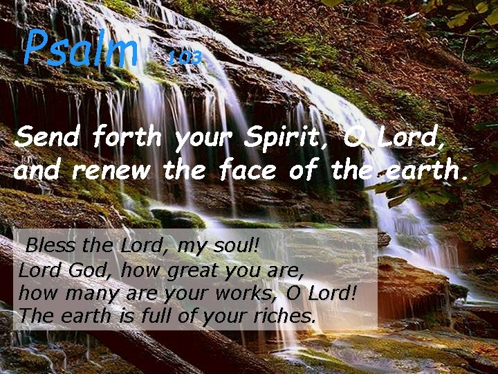 Psalm 103 Send forth your Spirit, O Lord, and renew the face of the