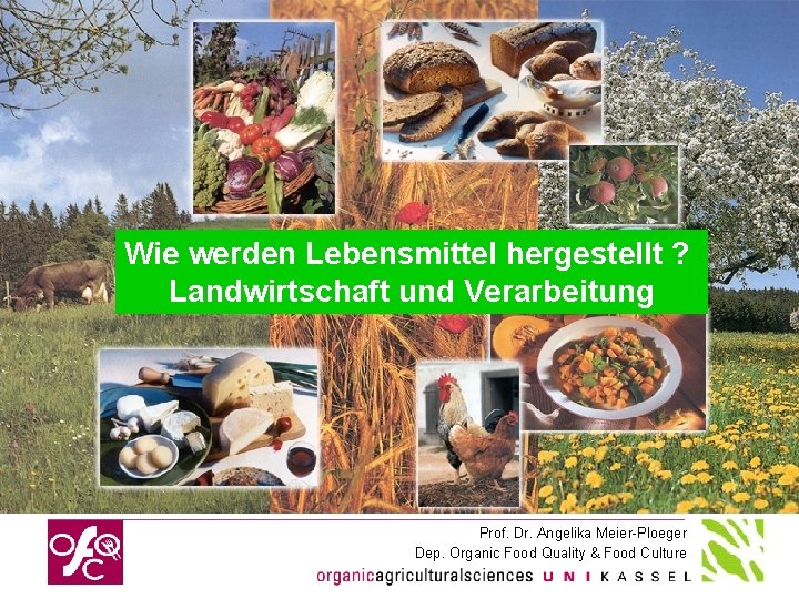 Wie werden Lebensmittel hergestellt ? Landwirtschaft und Verarbeitung Prof. Dr. Angelika Meier-Ploeger Dep. Organic