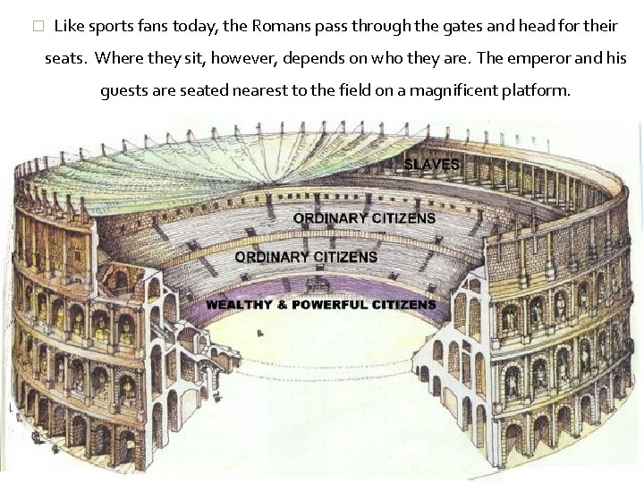 � Like sports fans today, the Romans pass through the gates and head for