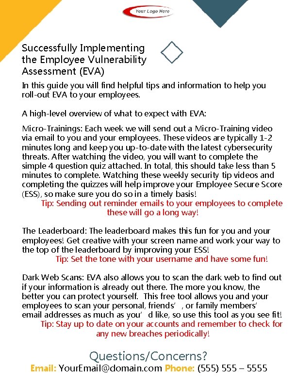 Successfully Implementing the Employee Vulnerability Assessment (EVA) In this guide you will find helpful