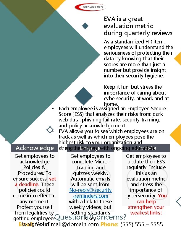 EVA is a great evaluation metric during quarterly reviews As a standardized HR item,
