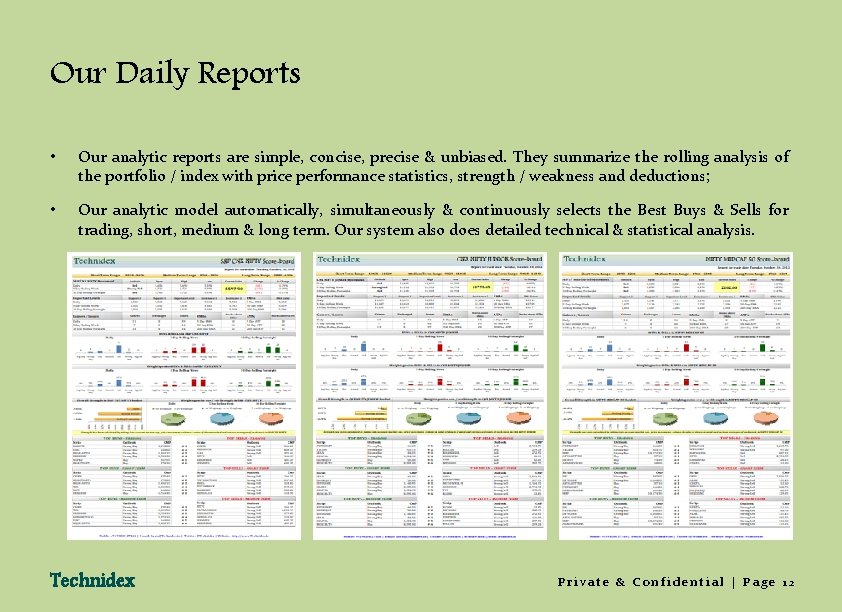 Our Daily Reports • Our analytic reports are simple, concise, precise & unbiased. They