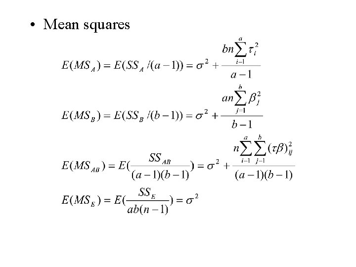  • Mean squares 