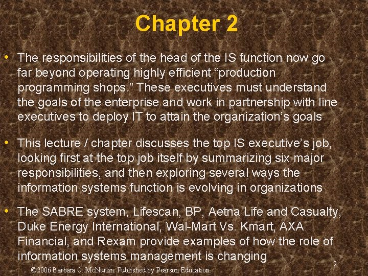 Chapter 2 • The responsibilities of the head of the IS function now go Chapter 2 • The responsibilities of the head of the IS function now go