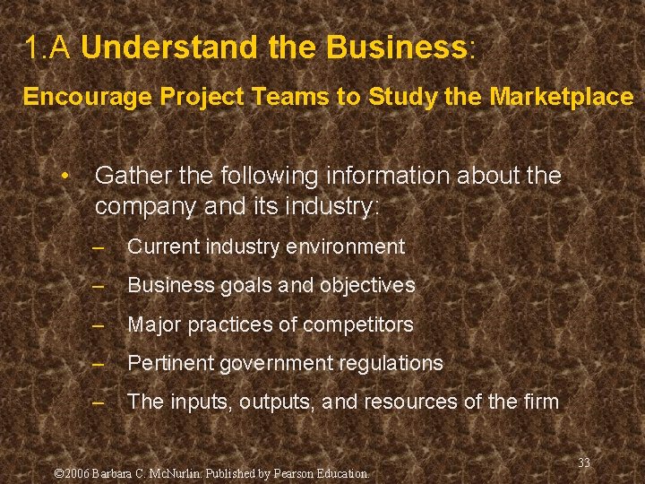 1. A Understand the Business: Encourage Project Teams to Study the Marketplace • Gather 1. A Understand the Business: Encourage Project Teams to Study the Marketplace • Gather