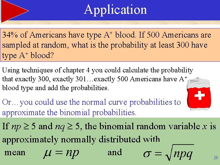 Application 34% of Americans have type A+ blood. If 500 Americans are sampled at