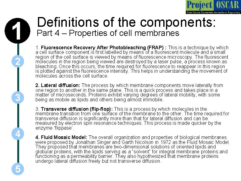 1 2 3 4 5 Definitions of the components: Part 4 – Properties of