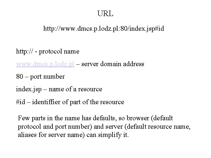 URL http: //www. dmcs. p. lodz. pl: 80/index. jsp#id http: // - protocol name