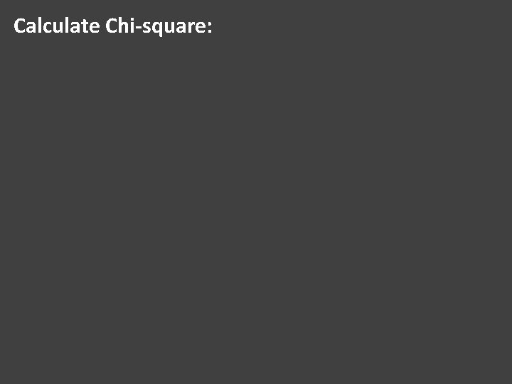 Calculate Chi-square: Calculate Chi-square: