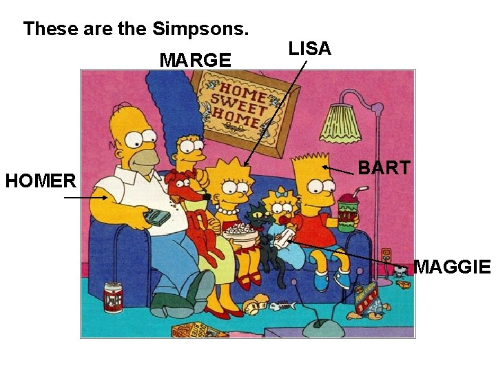 These are the Simpsons. MARGE HOMER LISA BART MAGGIE 