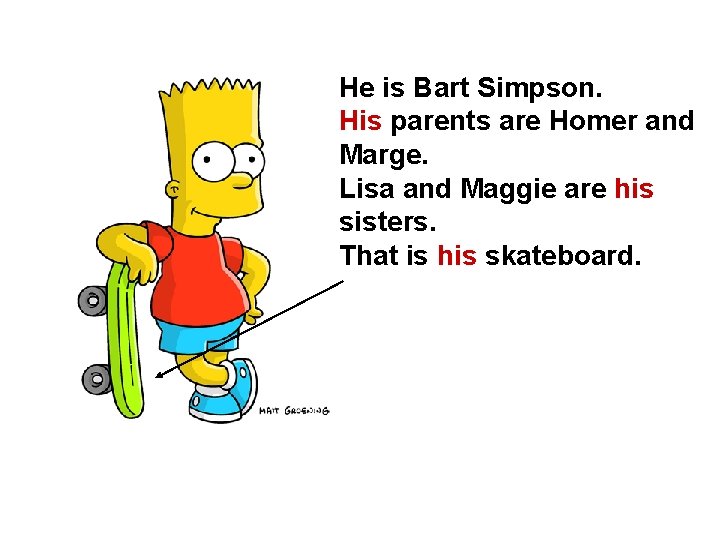 He is Bart Simpson. His parents are Homer and Marge. Lisa and Maggie are