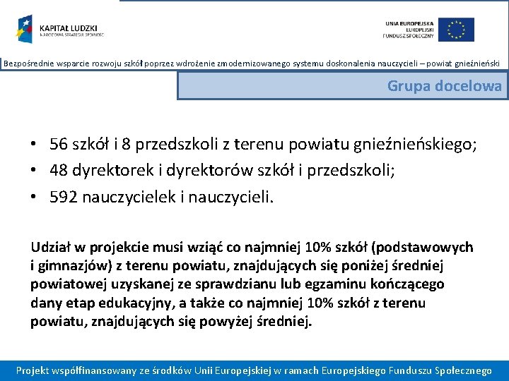 Bezpośrednie wsparcie rozwoju szkół poprzez wdrożenie zmodernizowanego systemu doskonalenia nauczycieli – powiat gnieźnieński Grupa