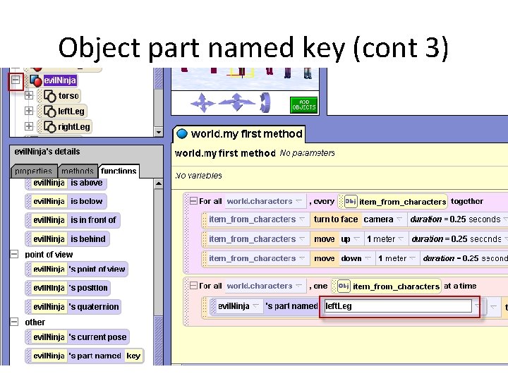 Object part named key (cont 3) 