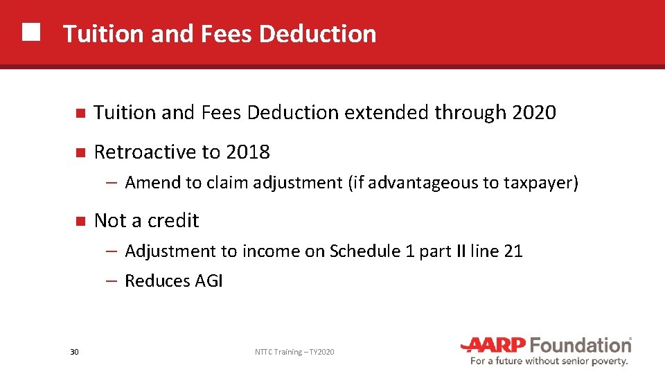 Tuition and Fees Deduction extended through 2020 Retroactive to 2018 ─ Amend to claim