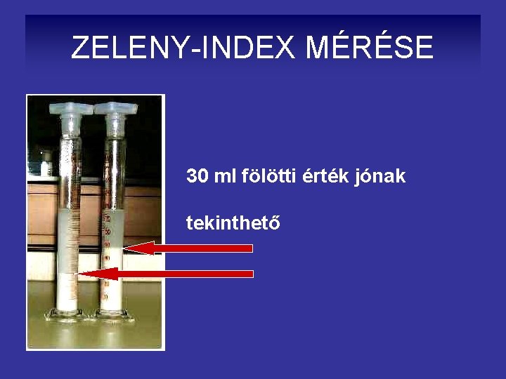 ZELENY-INDEX MÉRÉSE 30 ml fölötti érték jónak tekinthető 