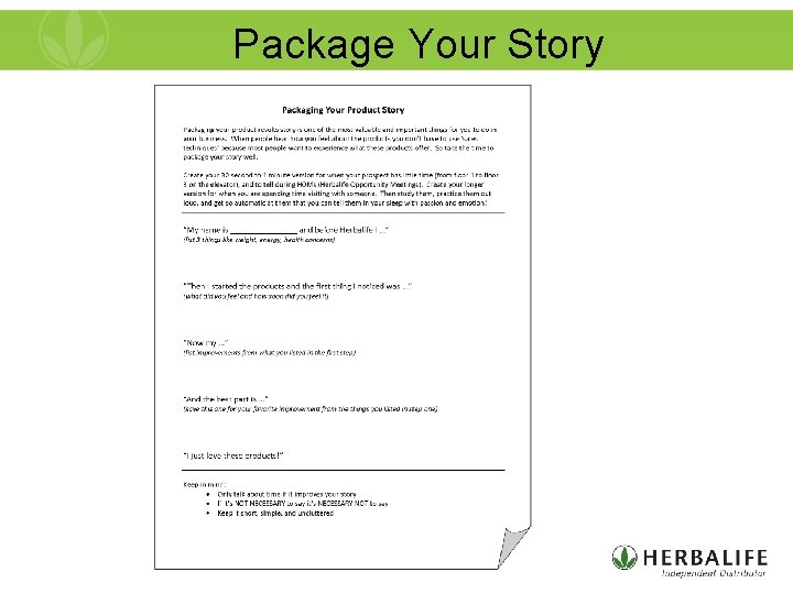 Package Your Story 